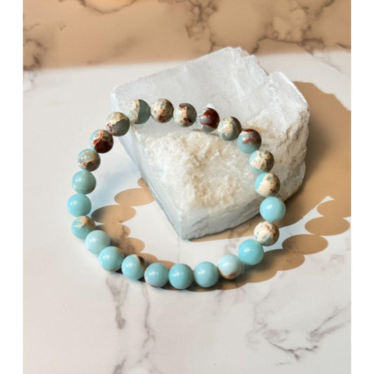 Handmade Chalcedony Stretch Bracelet: Boho Healing Stone Jewelry - Spring Brook Charms