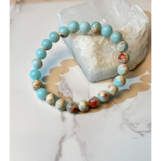 Handmade Chalcedony Stretch Bracelet: Boho Healing Stone Jewelry - Spring Brook Charms